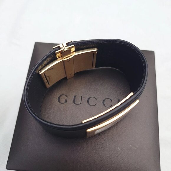 (WITH BOX) Gucci 7800L Black Leather Golden Watch Ladies Watch Working Vintage - Picture 3 of 9